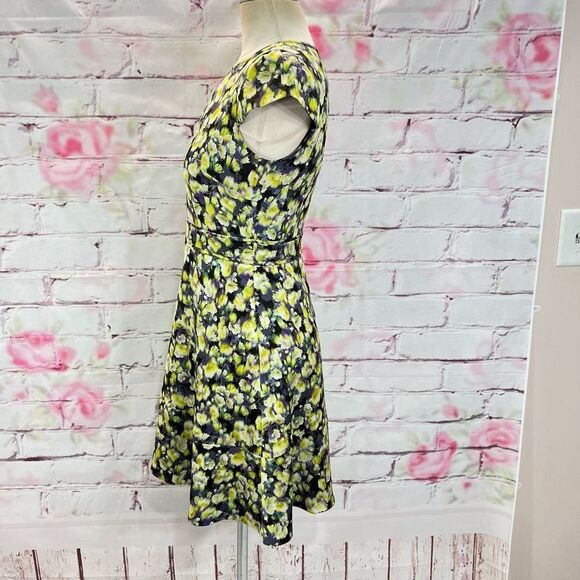 J. Crew Women's Cap Sleeve Floral A-Line Dress Yellow Size 0 - Picture 8 of 13